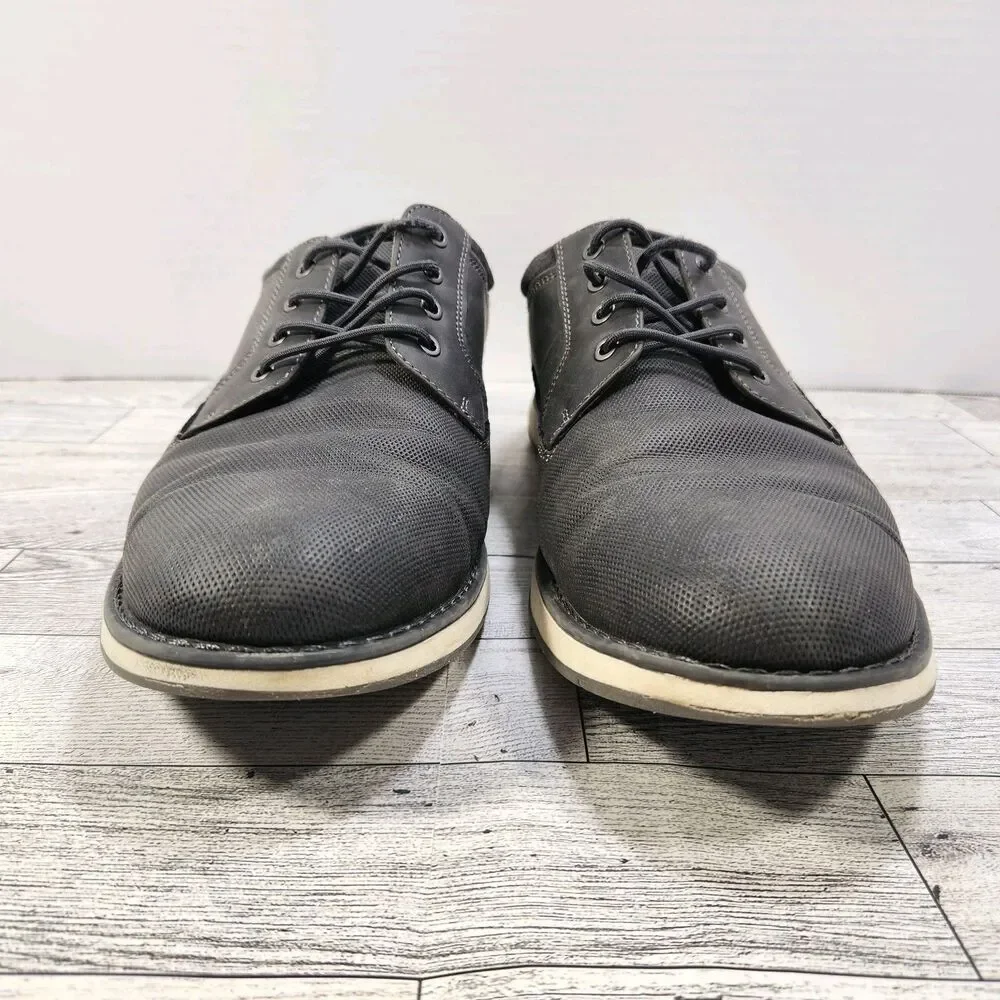 Aldo Mens Dark Gray Textured Fabric Leather Oxford Derby Shoes Size 10.5